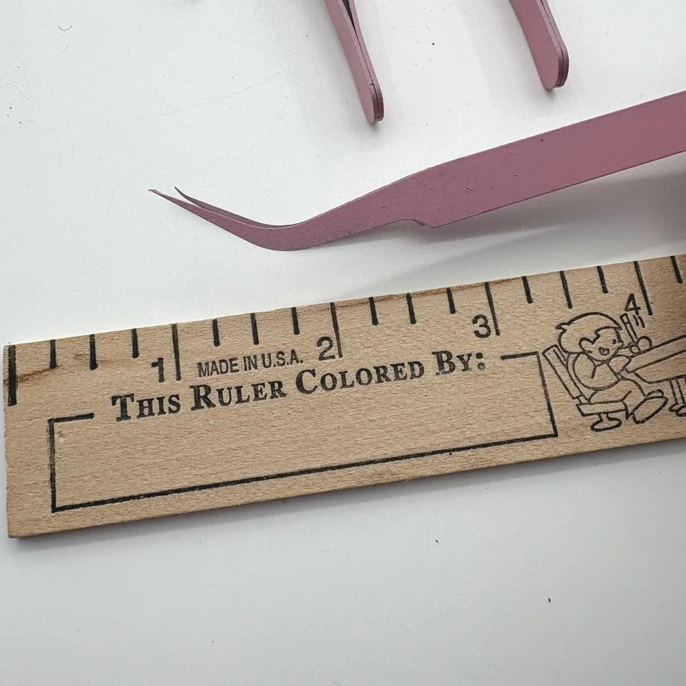 3pc Pink Precision Tweezers Set Fine Point Curved Angular Crafting Jewelry Model
